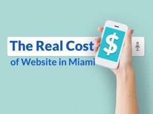 An infographic detailing the costs associated with creating a website in Miami, including design, hosting, and maintenance.